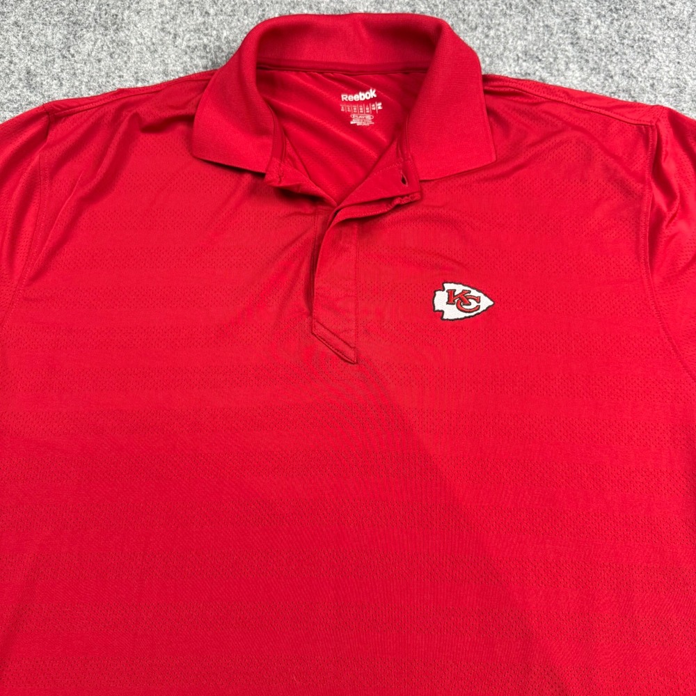 Reebok Kansas City Chiefs Polo Mens XL Red Intel PlayDry Short Slv NFL NWT flaw